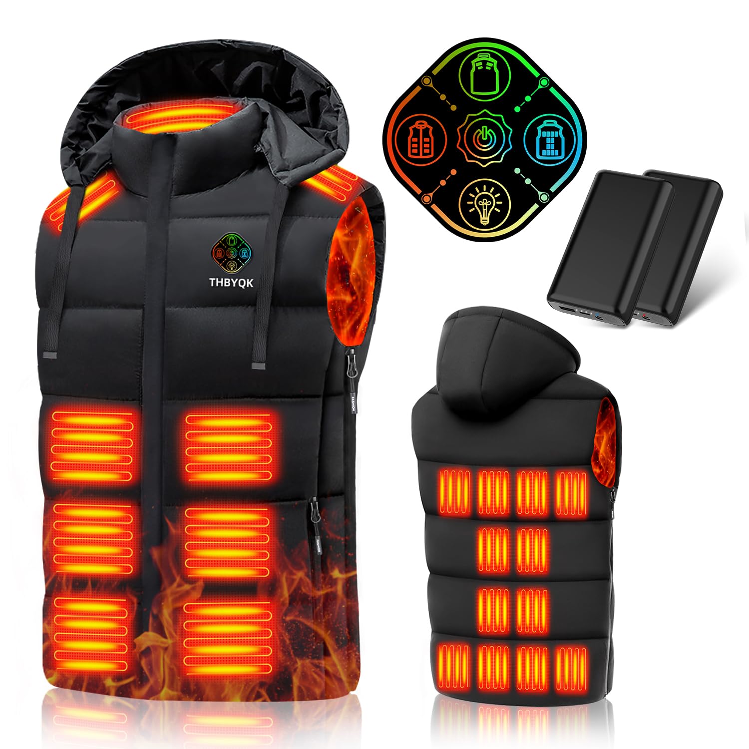 21 Zone Heated Vest for Men & Women with 2 Pcs 20000mAH 7.4V Battery Pack 5 in 1 Smart Controller