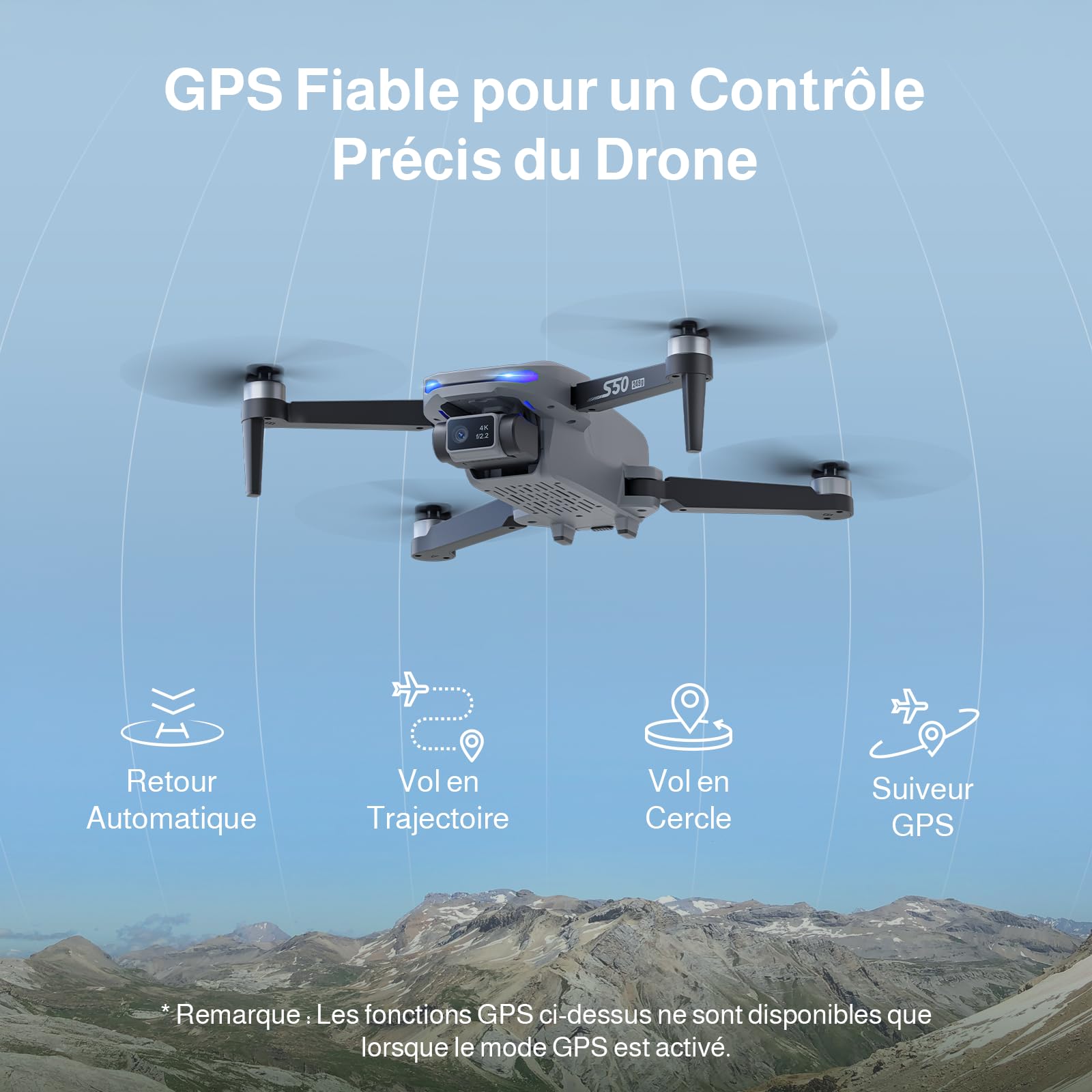 Ameta S50 Lite Drone avec Camera 4K et GPS Retour Automatique