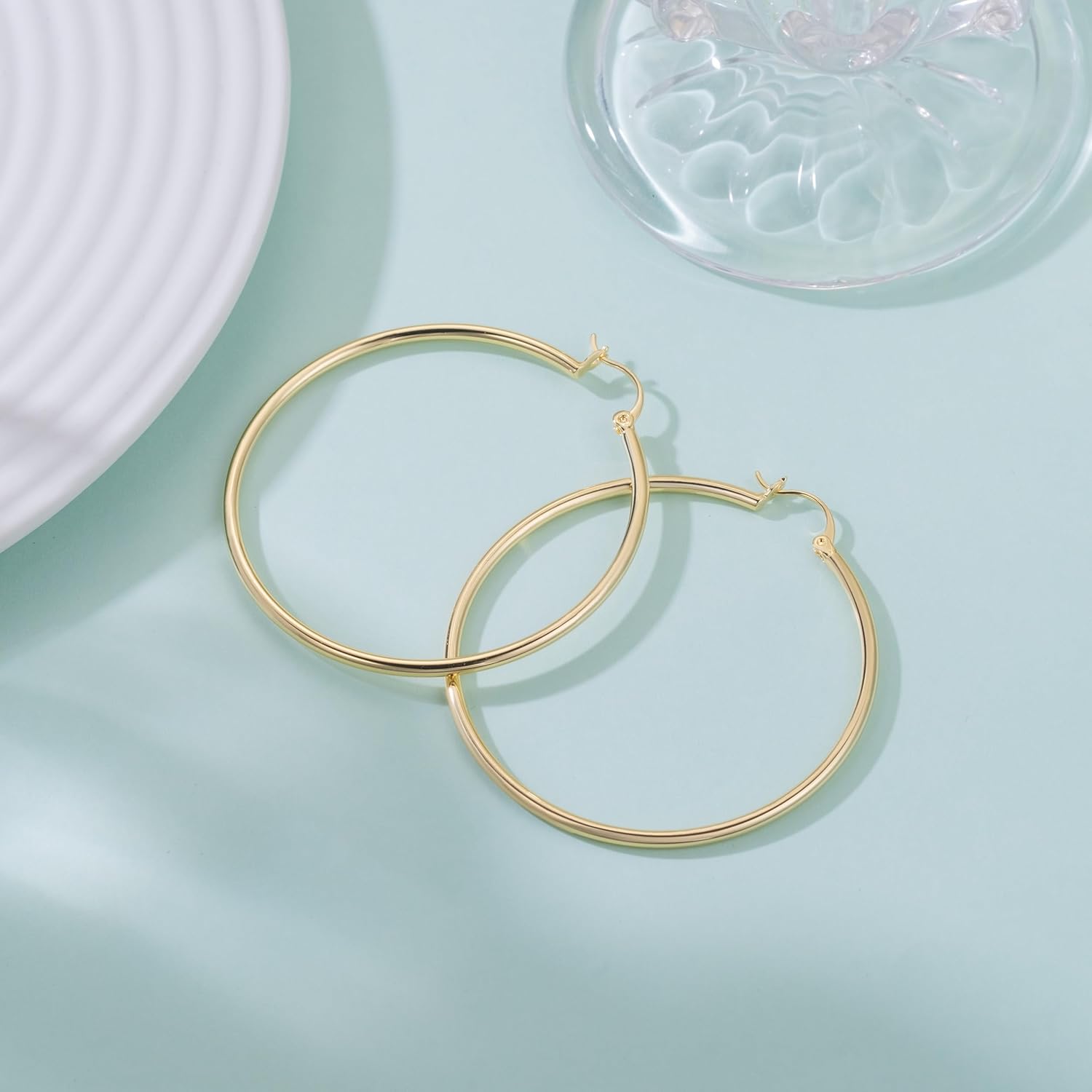 14K Gold Hoop Earrings for Women 14K Gold Earrings for Women Gold Hoops Earring for Womens Hoops Elegant Silhouette and Simple Beauty Hoop Earring for Womens 15/17/20/25/30/40/50mm - Image 9
