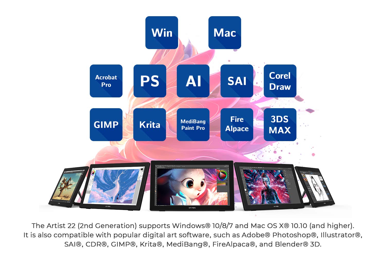 XPPEN Drawing Tablet with Screen 21.5in Drawing Monitor Artist 22 2nd