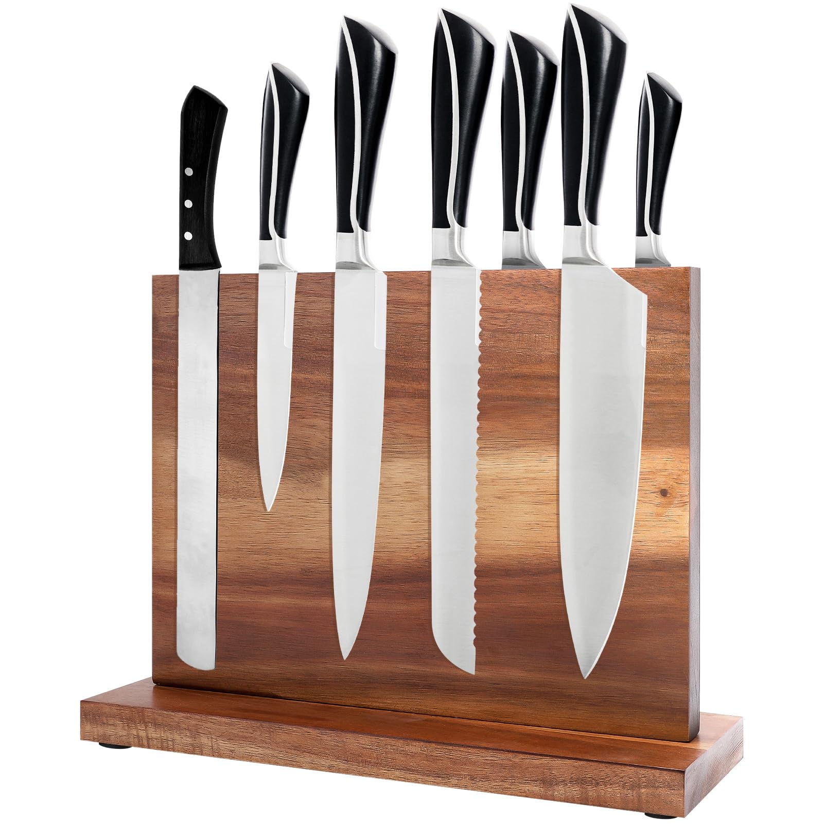 Gugxiom Double Sided Messerblock Magnetisch, Acacia Wood Magnetic Knife Holder, Magnetic Knife Block, Starken Magneten, Ohne Messer, Messerständer für Messer Präsentation und Lagerung