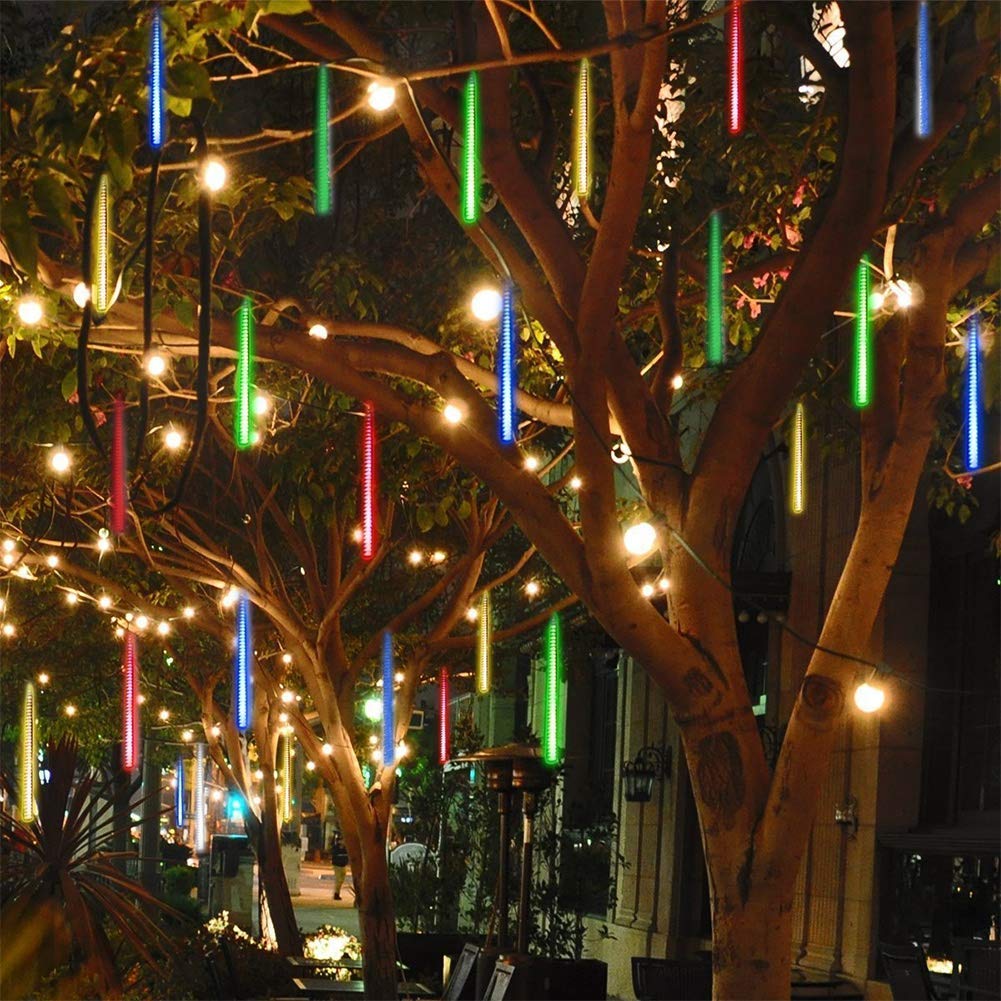 Twinkle Star Meteor Shower Rain Lights, 30cm 8 Tubes 288 LED Valentine Iciclelights Snow Falling Lights, Xmas Wedding Party Tree Holiday Decor, Multicolor