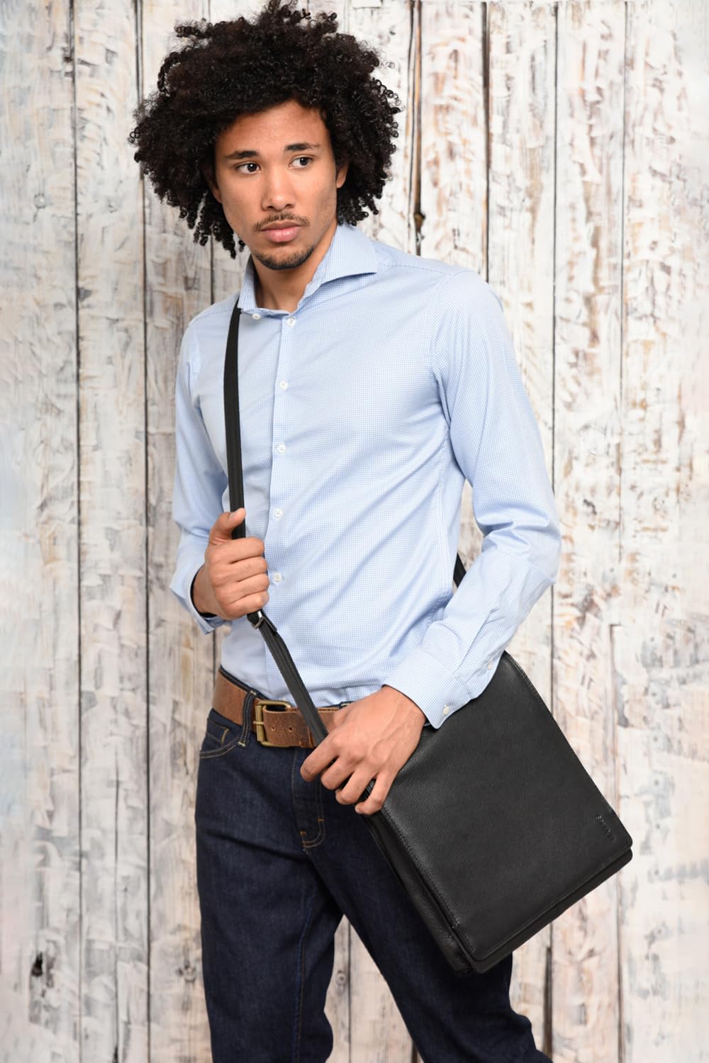 LEABAGS Bolso bandolera de piel de Londres, estilo vintage para hombre y mujer, estilo informal, para uso diario