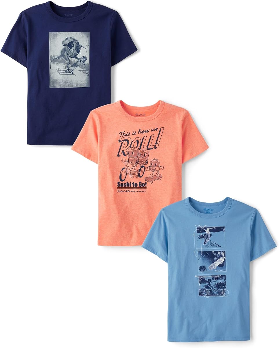 Pack de 3 camisetas gráficas The Children's Place Boys manga corta