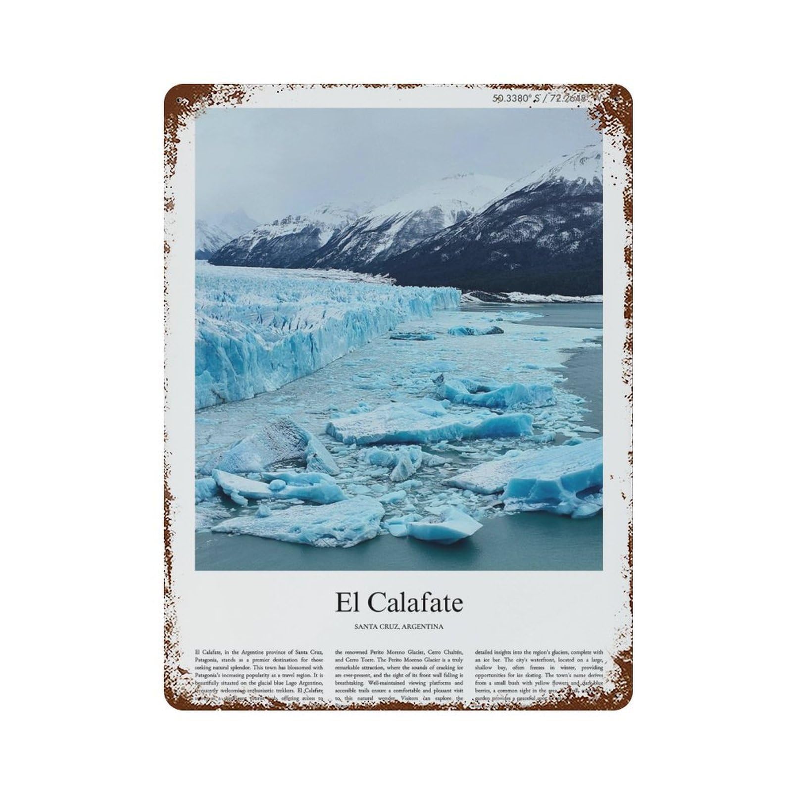 xiaoxiaoshen El Calafate Santa Cruz, Argentina City Scenery Wall Decor Art Metal Tin Poster Modern Home Decor Art Home Bar Shop Decorations Vintage Sign 40x30cm