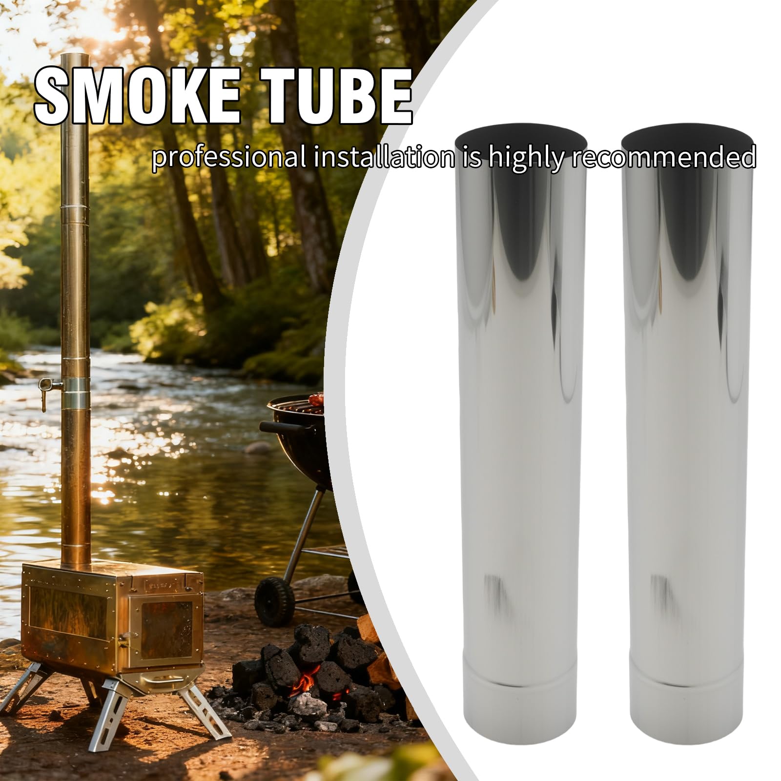 4 camini in acciaio inox, diametro 6 cm, lunghezza 32 cm, tubo resistente alla temperatura, adatto per stufe da campeggio e tubi di scarico per camper
