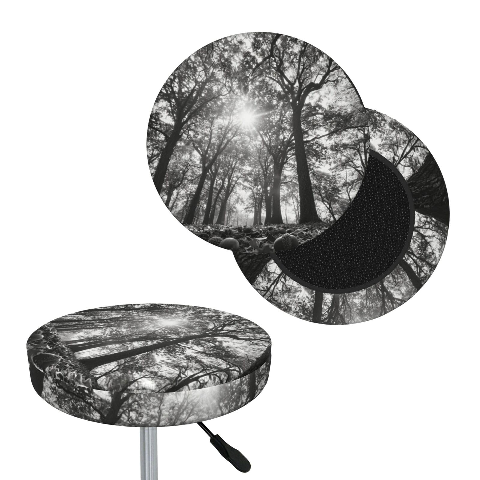 FekiLoot The Oak Tree Round Bar Stool Covers Stretch Washable Bar Stool Covers Dustproof Slipcover Bar Chair Covers with Elastic Band for Bar Kitchen Living Room Decor 14 Inch