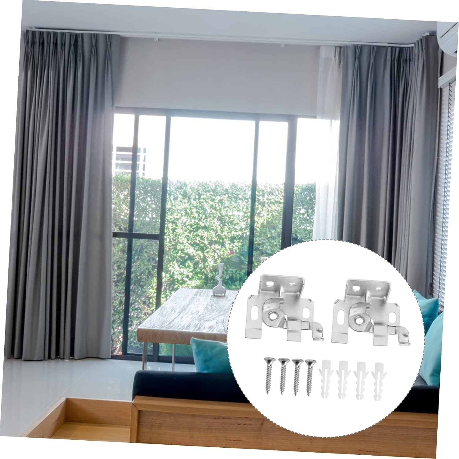 1set Curtain Side Mounting Bracket Easy Install Accessories for Venetian Blinds Home Curtain Accessories Space-Saving Rail Brace for Living Room Bedroom and Office