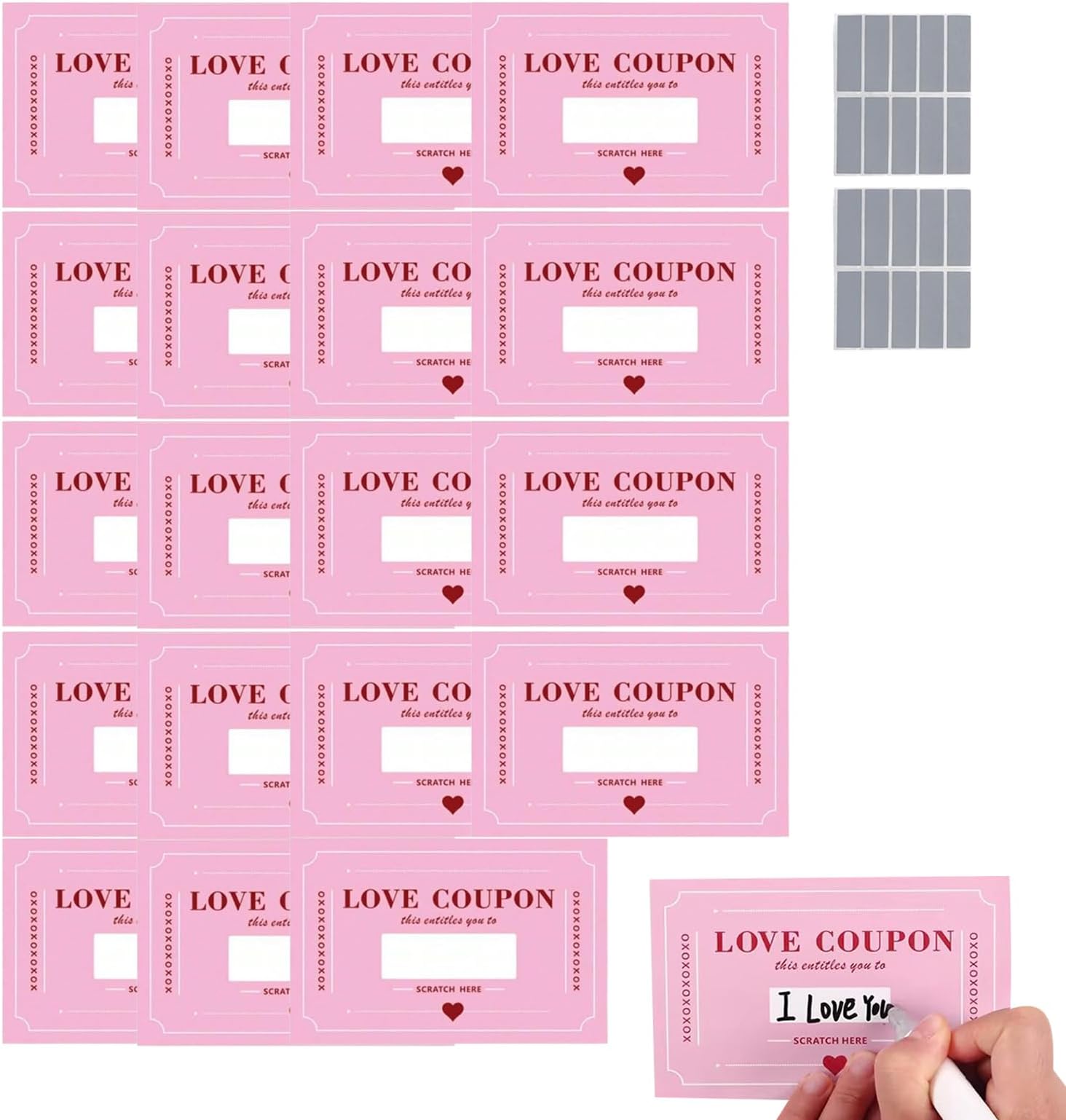 Couples Coupons,20-Piece Scratch off Valentines Card - Couples Date Scratch Love Coupons | for Date Night Party Adventure Birthday Her Him Boyfriend Girlfriend
