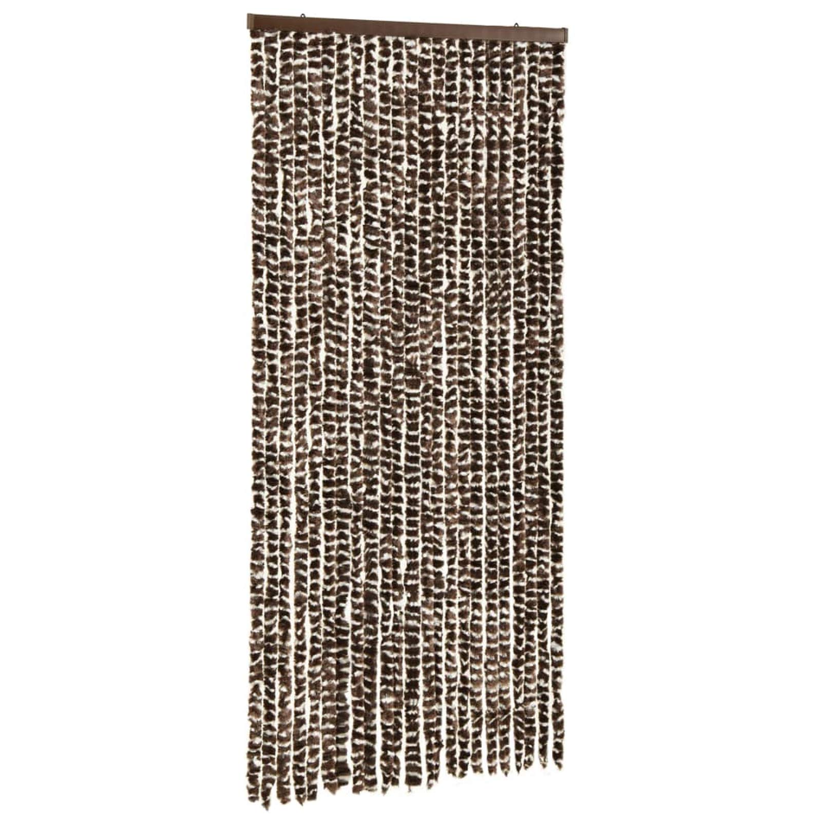 Tidyard Moustiquaire pour Chambre, Cuisine, Salon Marron et Blanc 100x220 cm Chenille