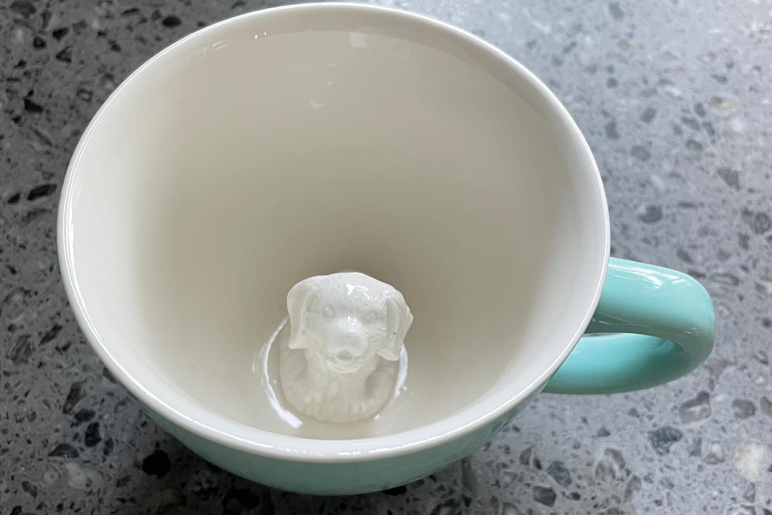 Creature Cups DOG Ceramic Cup (11 Ounce, Aqua Green Exterior) - Hidden 3D Animal Inside Mug - Puppy Doggie Mug - Birthday, Holiday & Housewarming Drinkware Gift for Coffee & Tea Lovers - Image 3