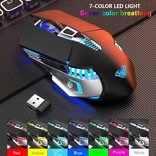 Miniatura 5 de Mouse Bluetooth mouse inalámbrico recargable para juegos 3 modos BT50 BT30 y USB mouse RGB de 7 colores ergonómicos para computadora con 3 niveles