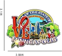 Vista 3 de Imán de madera para nevera de Minneapolis Minnesota USA Monumentos 3D de viaje coleccionables, recuerdos decorativos hechos a mano -1319