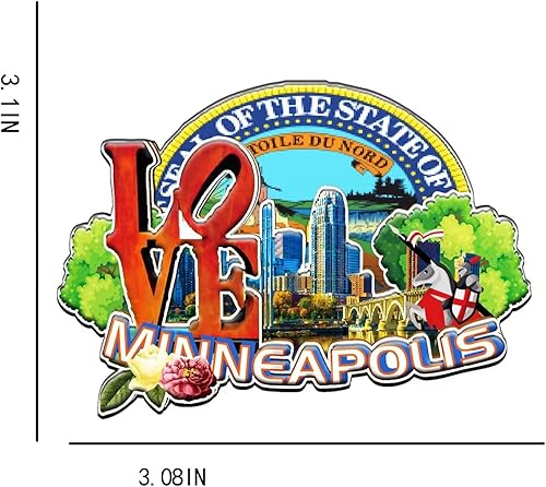 Vista 3 de Imán de madera para nevera de Minneapolis Minnesota USA Monumentos 3D de viaje coleccionables, recuerdos decorativos hechos a mano -1319