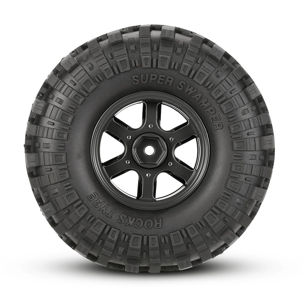 KEEDA Roues en métal Beadlock de 110 mm et pneus en caoutchouc pour 1/10 RC Rock Crawler Car Axial SCX10 TRX4 D90 TF2