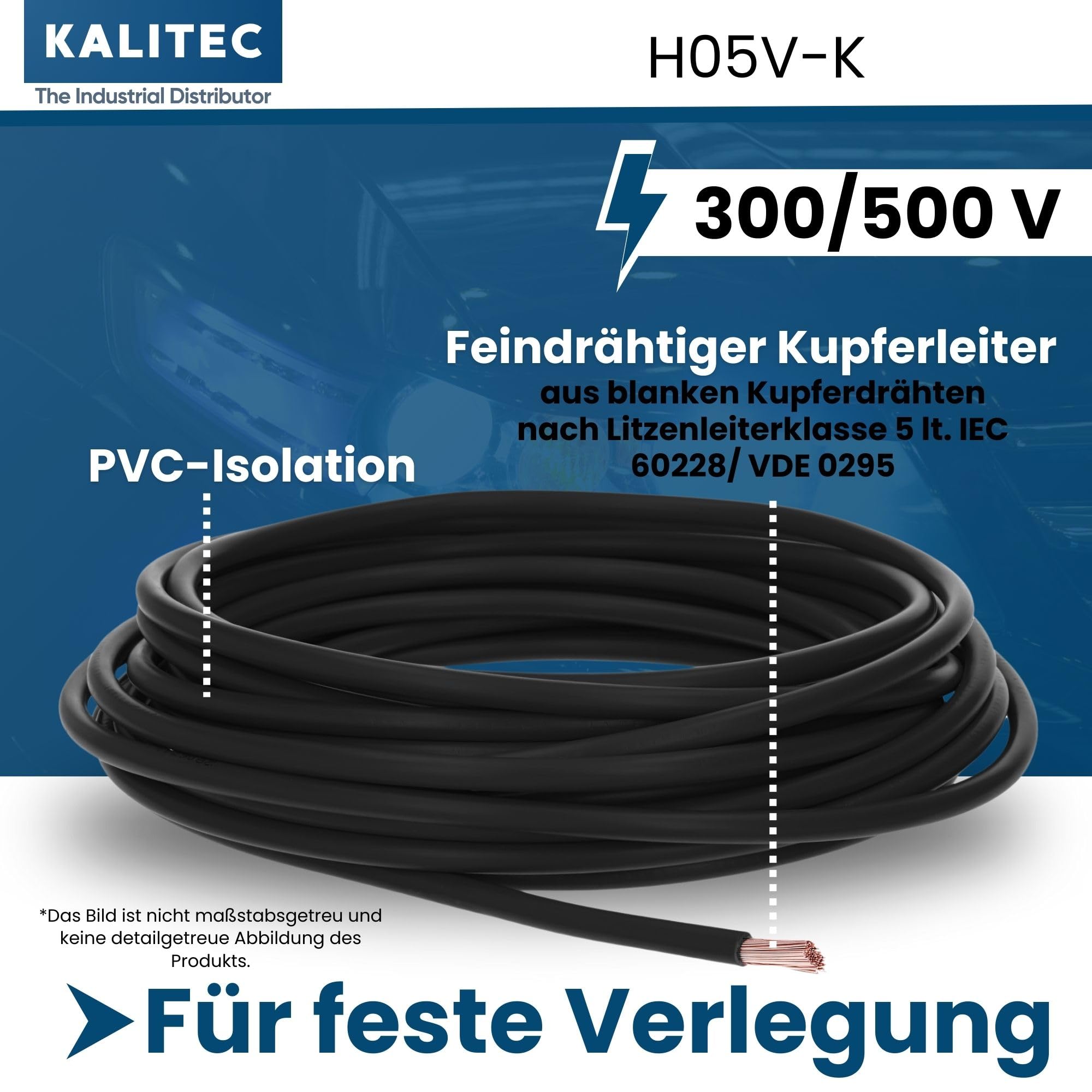 Kalitec Câble De Câblage H05V-K 1 Mm² Vert/jaune - 10 M - Fil Unique En PVC - Toron 1 Mm² - Câblage à Fil Fin - Câble Unique Flexible - Câble