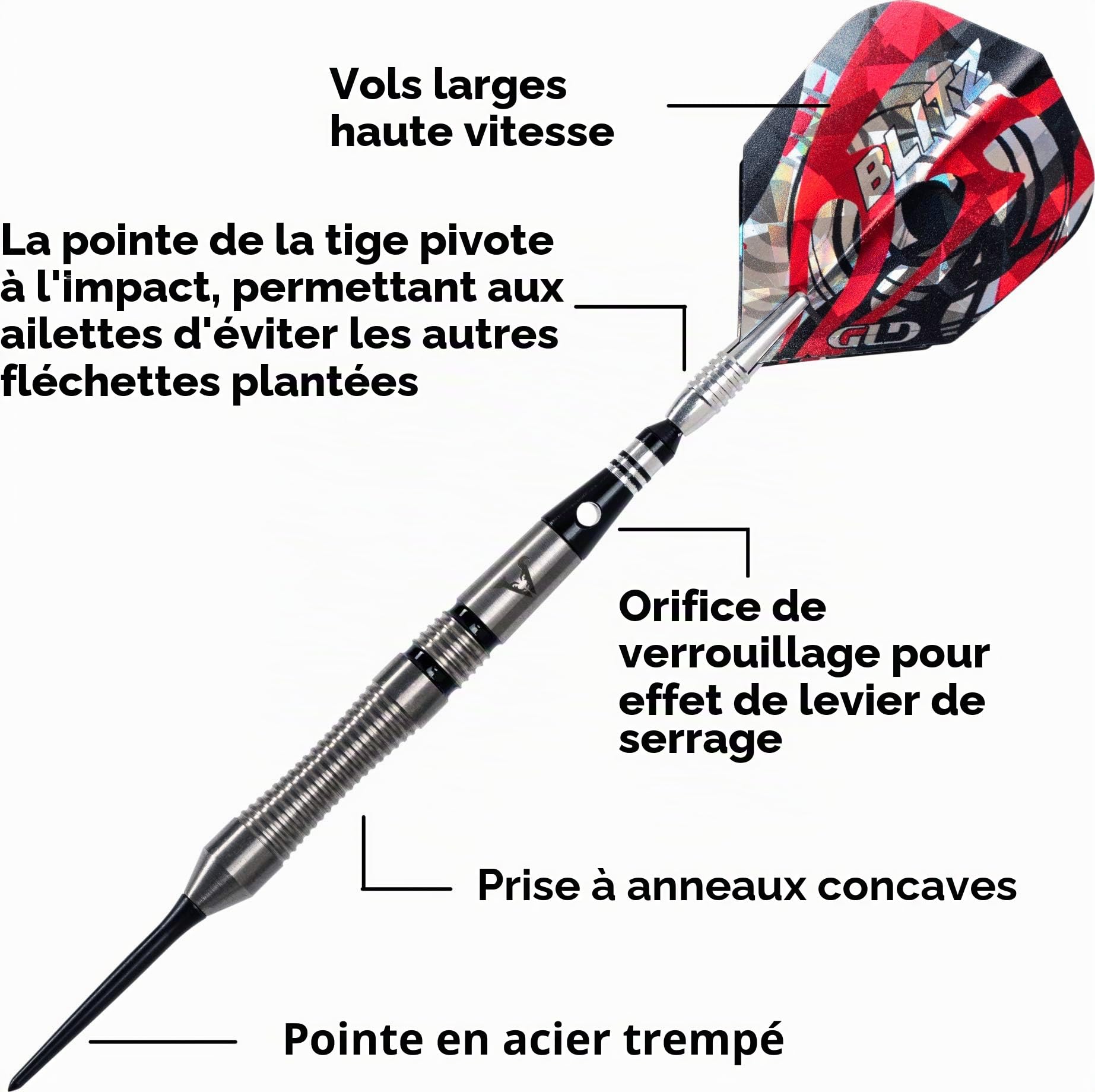 Viper Blitz 95% tungstène Fléchettes à Pointe en Acier avec Stockage/étui de Transport