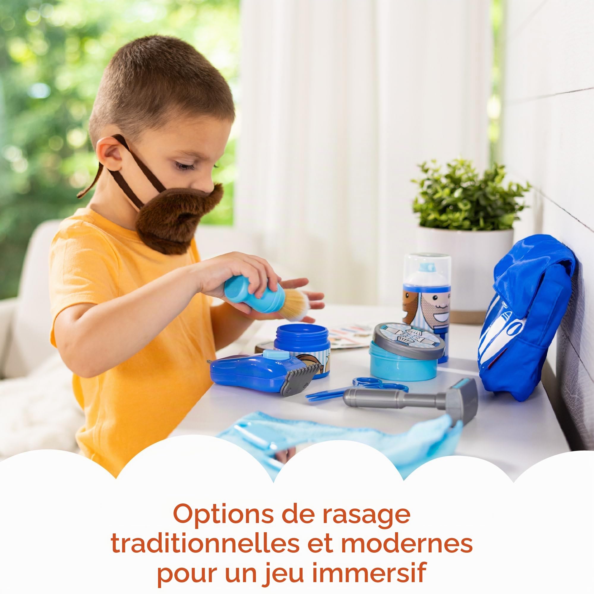 Melissa & Doug - Kit De Jeu Coffret Barbier 16 Pièces - Jeu Imitation - Jeu De Rôle Apprenti Barbier - Jouet D'Activité, Développement Et d'apprentissage - Cadeau Enfant 3 Ans Et +