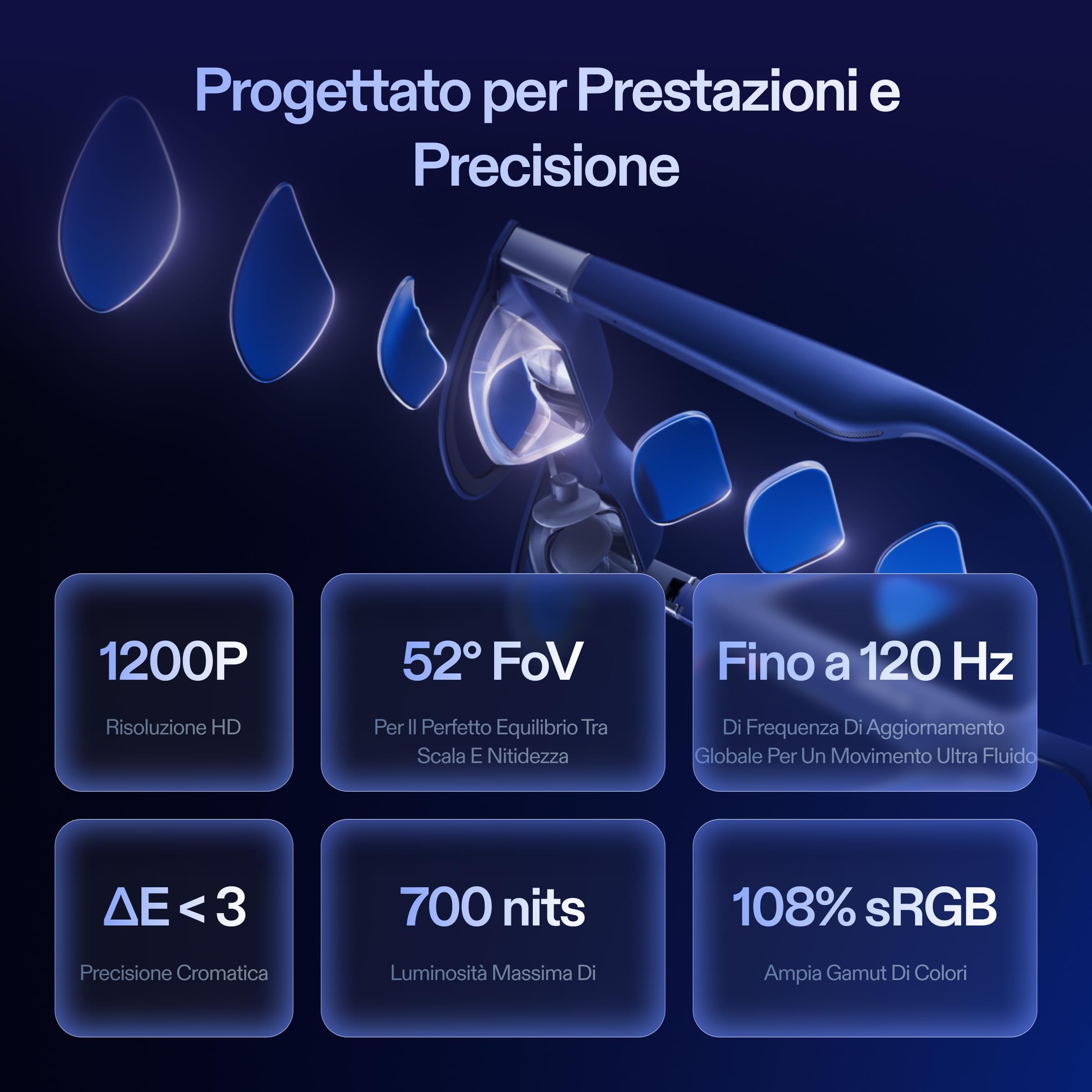 XREAL 1S Occhiali AR, Schermo Virtuale da 500", Occhiali Intelligenti con FOV 52°, 3DoF Nativo, REAL 3D, Chip X1, Compatibili con Tutti i Dispositivi USB-C DP iPhone 17/16/15 Cobalt