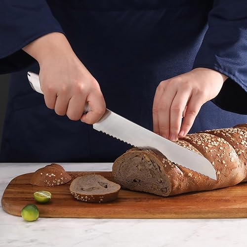 Miniatura 6 de Cangshan HELENA Series 502100 Cuchillo de pan forjado de acero alemán de 8 pulgadas (blanco)