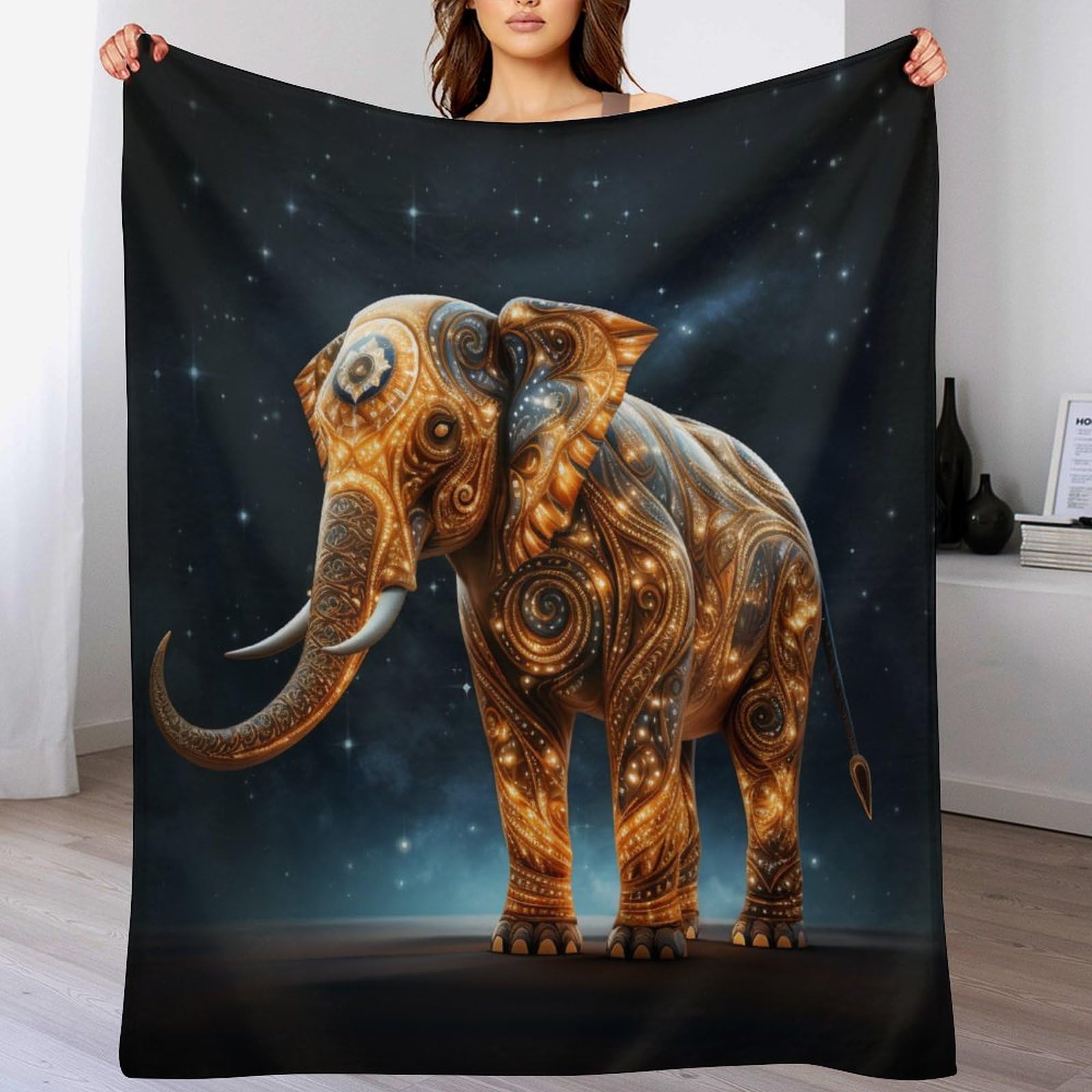 Plaid couverture éléphant anti-froid en flanelle douce pour grand lit