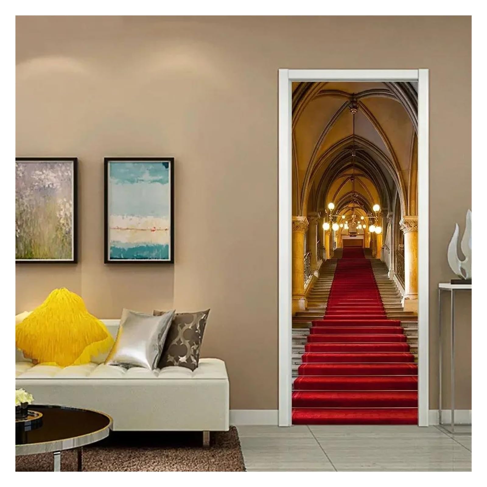 Papier peint de décoration intérieur rétro pour porte de chambre
