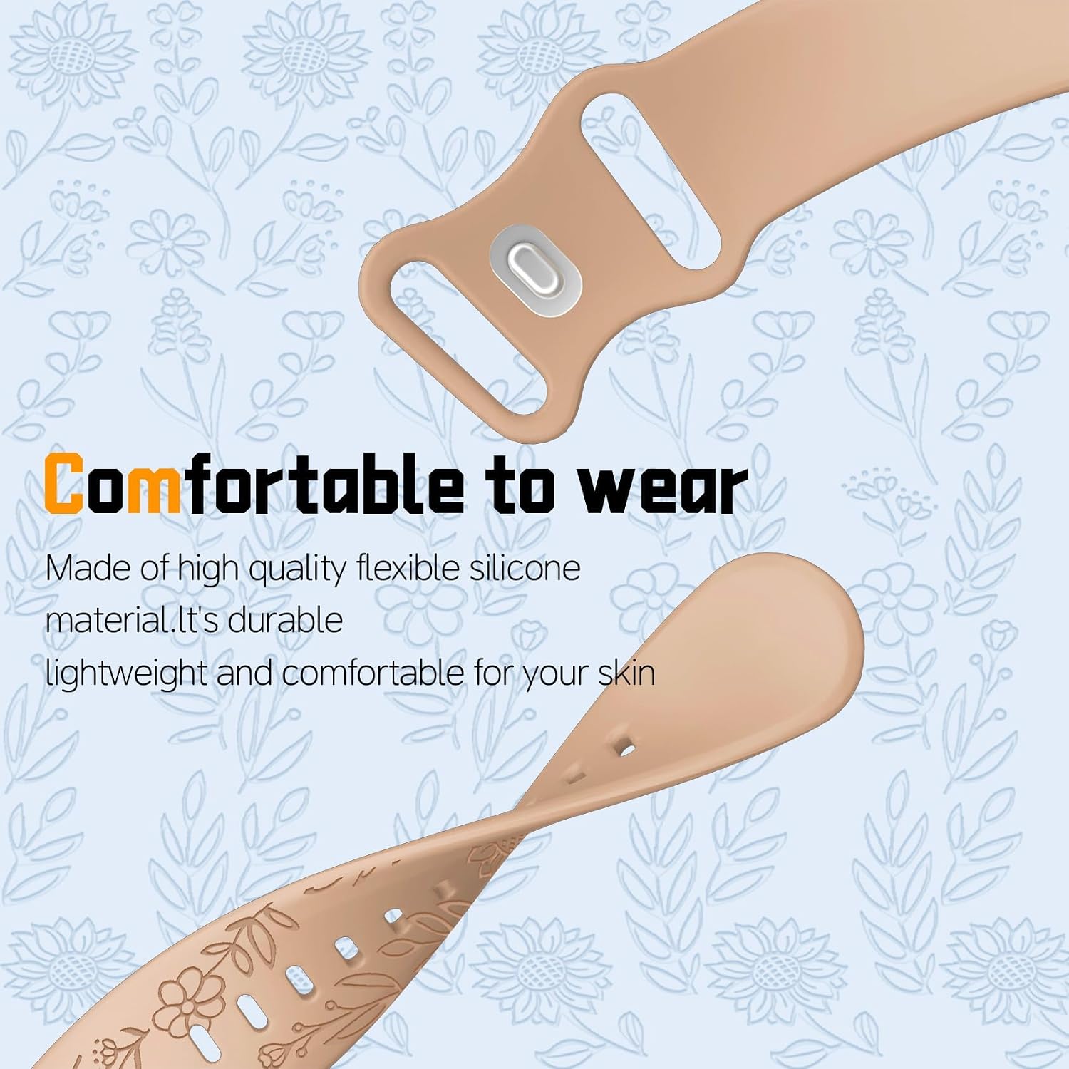 20mm Silicone Band Compatible with Garmin Vivoactive 5 / Vivoactive 3 Watch Bands, Sunflower Waterproof Silicone Strap is Compatible with Garmin Venu Sq/Venu Sq 2/Venu 2 Plus/Venu image 3
