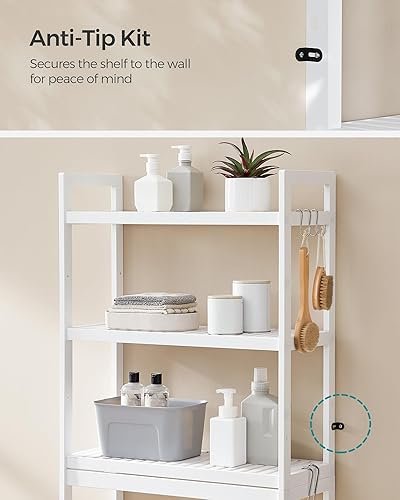 Miniatura 6 de SONGMICS Over The Toilet Storage, 3-Tier Over Toilet Bathroom Organizer with Adjustable Shelf, 10.2 x 24.8 x 66.9 Inches, Space-Saving, Cloud White