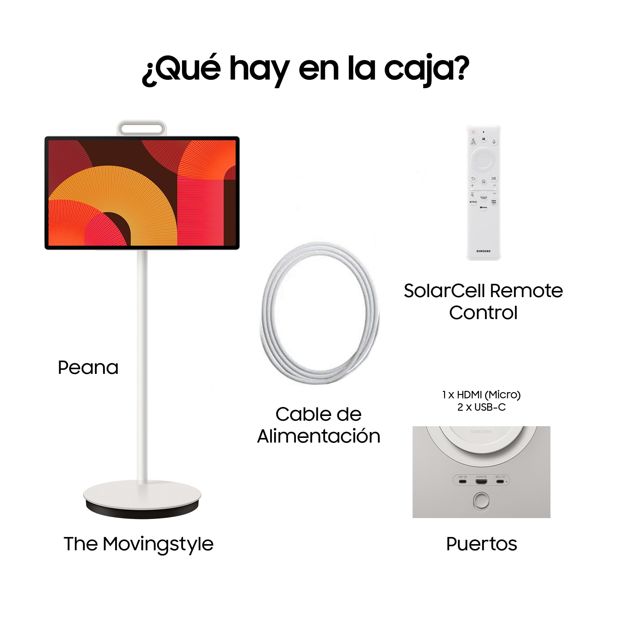 Samsung TV The Movingstyle LSM7F QHD con Pantalla portátil, Peana Desmontable, Táctil e Inteligente
