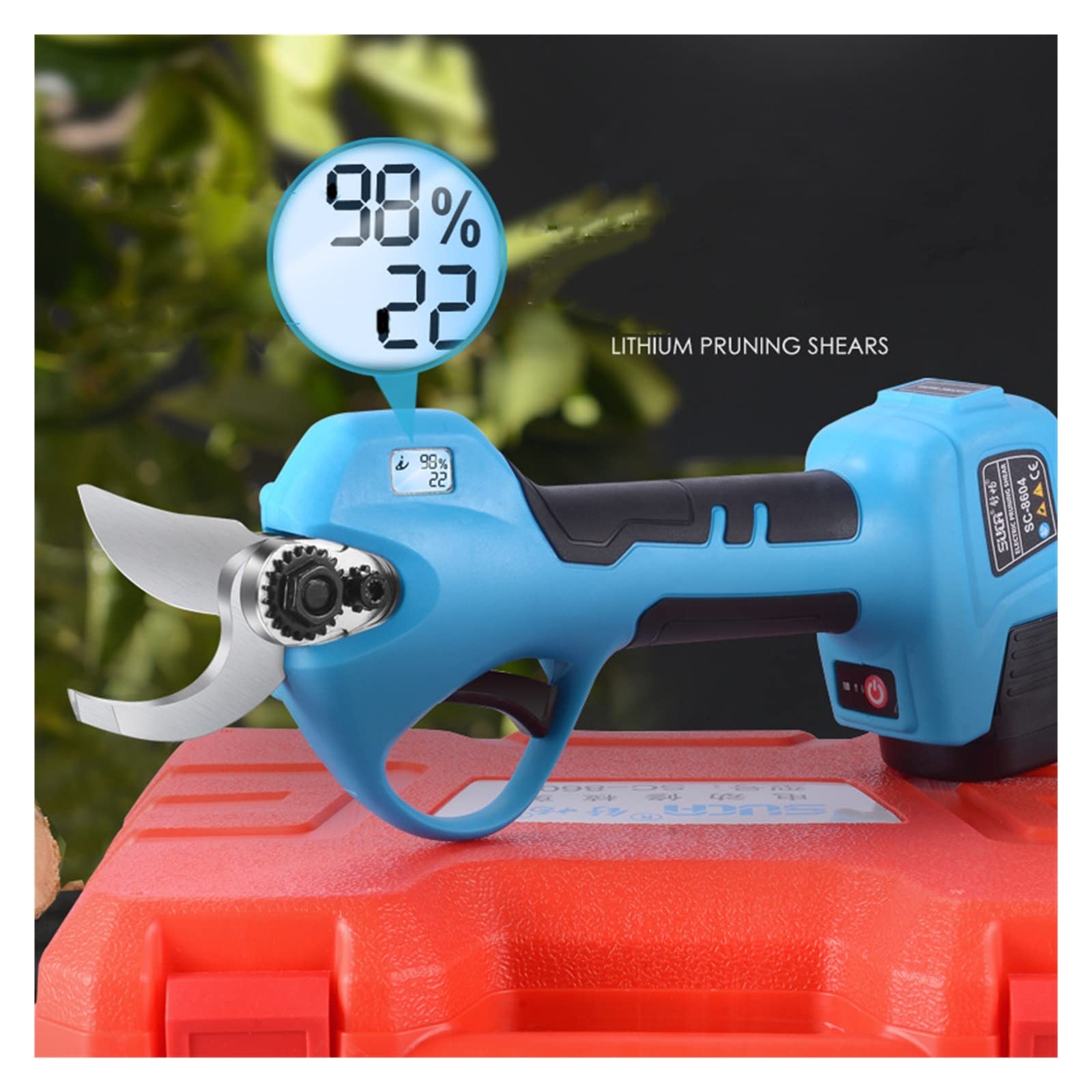 Sekatory Elektryczne, 16.8 V Cordless sekator litowo-jonowy sekator wydajne nożyczki Bonsai elektryczne gałęzie drzewa narzędzia ogrodnicze elektryczne SC-8604 Łatwe Cięcie Gałęzi(Two batteries)