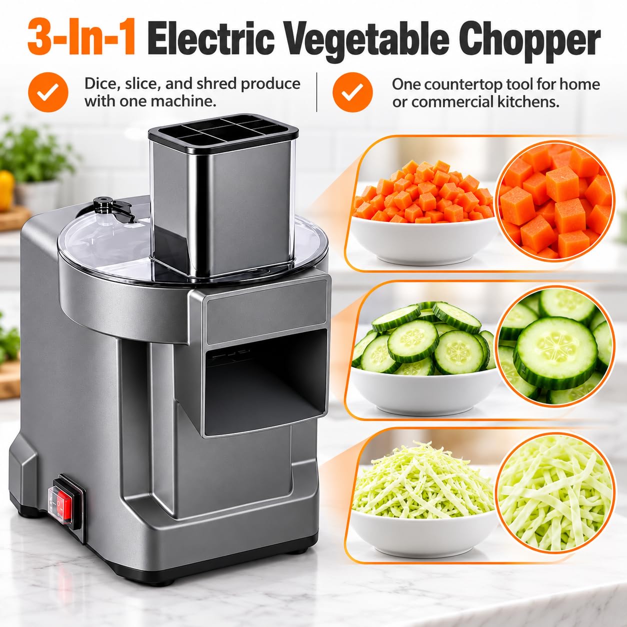Picadora Eléctrica De Verduras 3 En 1