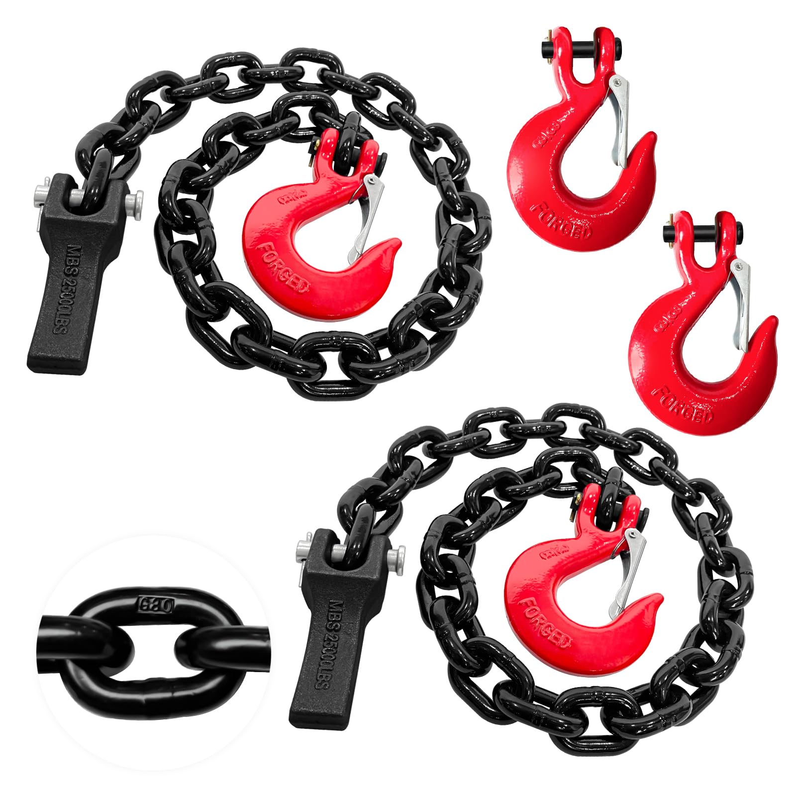 FITHOIST G80 Trailer Safety Chains 36" - Heavy Duty 5/16" Tow Chains With Clevis Hooks (2-Pack)
