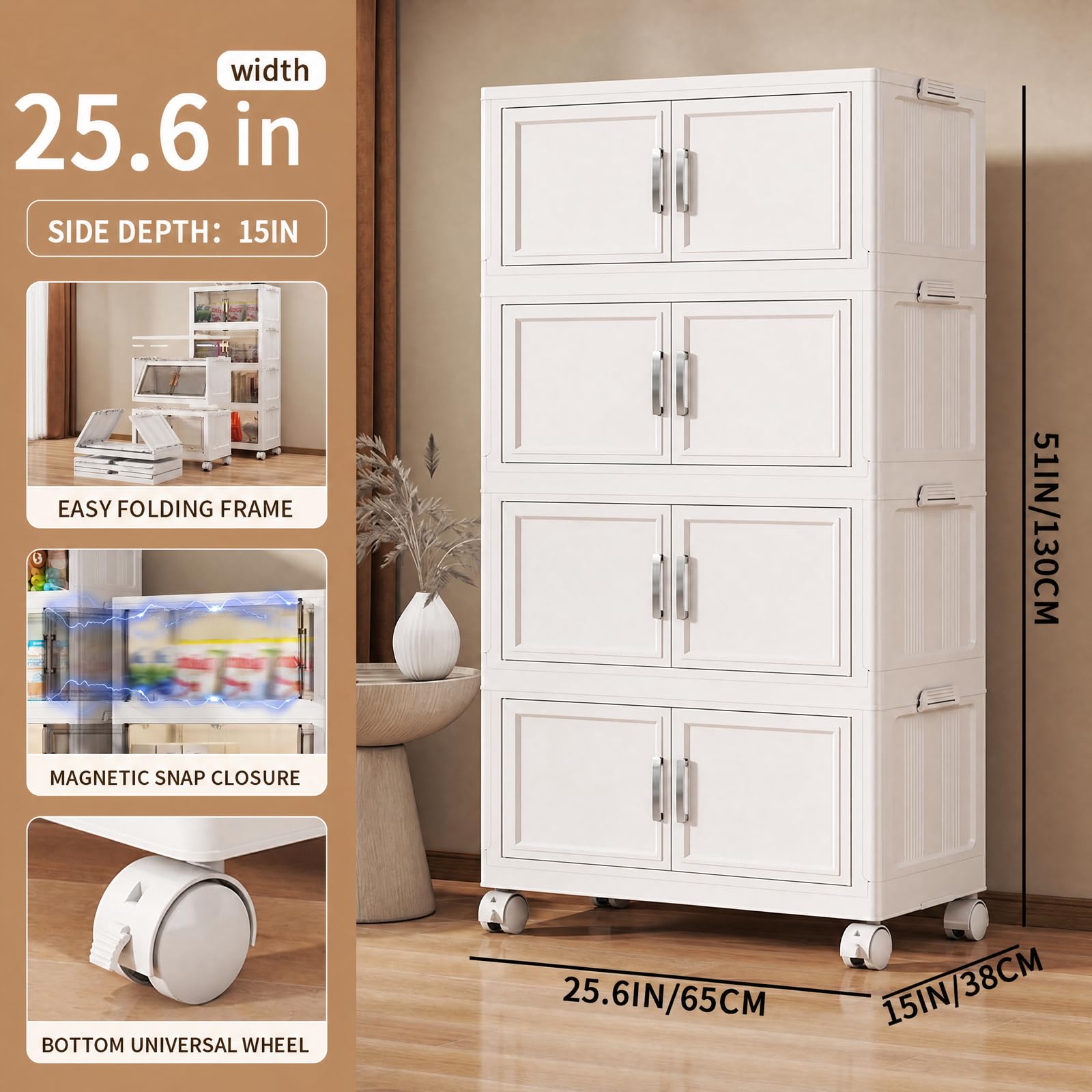 Cajas de almacenamiento con tapa, caja de almacenamiento de plástico de 4 niveles con 1 tapa, cajas plegables, cajones apilables con ruedas, organizador de caja de plástico para suministros