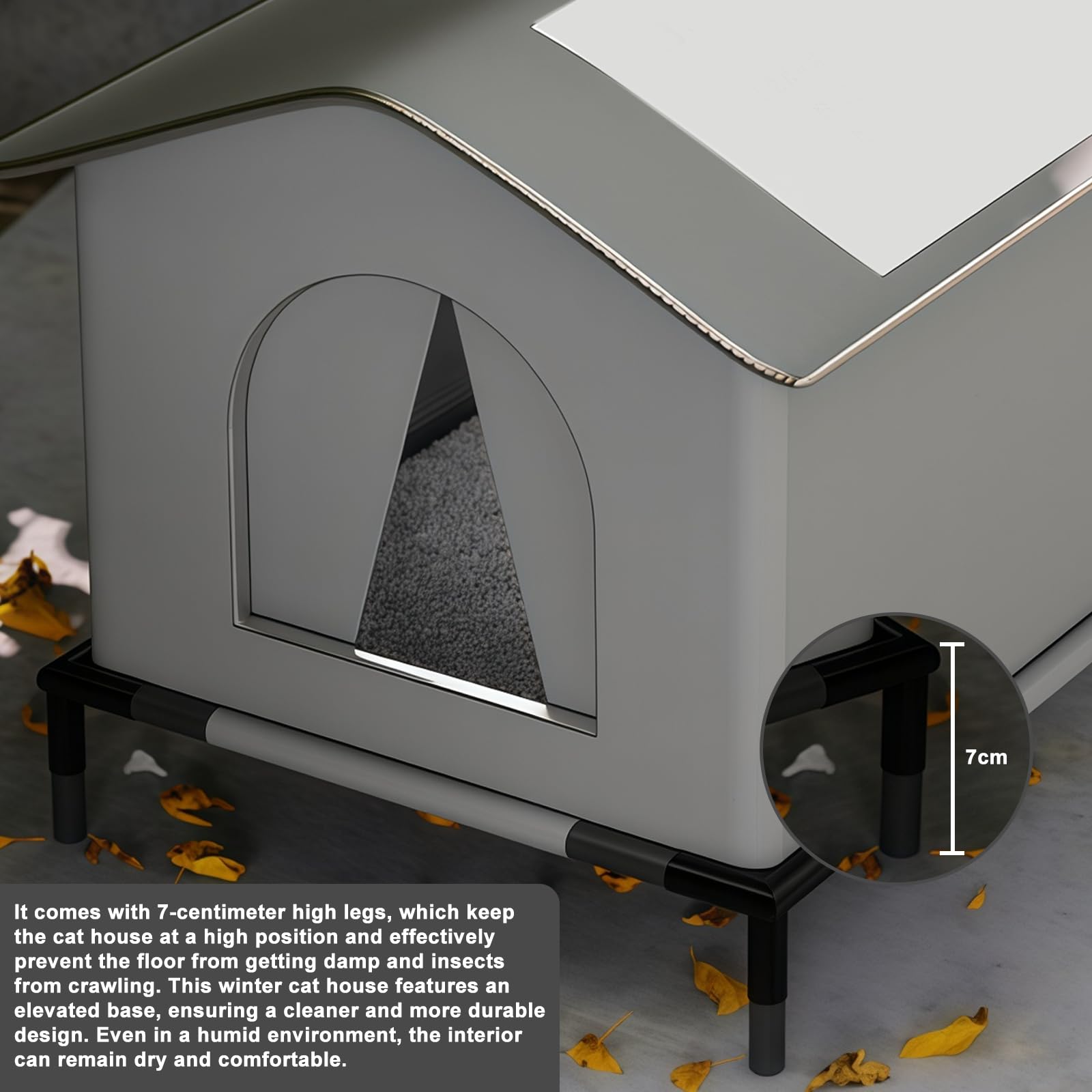 Casa per Gatti Impermeabile per Esterno a Prova di Inverno - Tenda per Animali con Base Eleva e Isolamento - Tenda Protetta dal Tempo per Gatti Randagi e Piccoli Animali, 33 x 33 x 33 cm