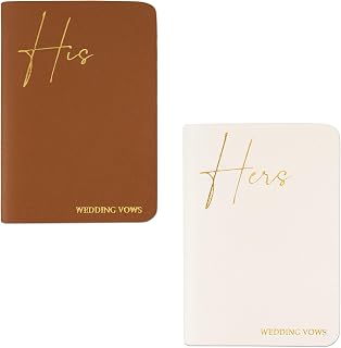 2 Pcs Wedding Vow Books His and Hers,Wedding Vows Journal Wedding Day Officiant Book 5.9 x 3.9 Inch,Wedding Gifts 12 Pages/Pcs(2-Brown White)