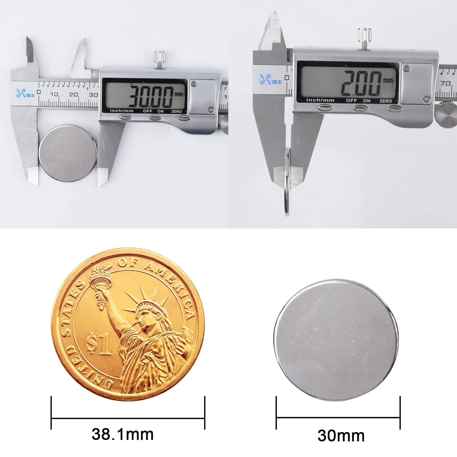 18Pcs Super Strong Neodymium Magnets Disc Heavy Duty, 30x2mm Large Round Rare Earth Magnets with Double-Sided Adhesive Backing for Cabinets Locker Refrigerator Crafts Whiteboard
