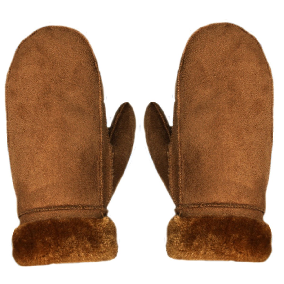 Millya Men Winter Suede Thermal Mittens Fleece Lined Warm Gloves with Turn Back Cuff