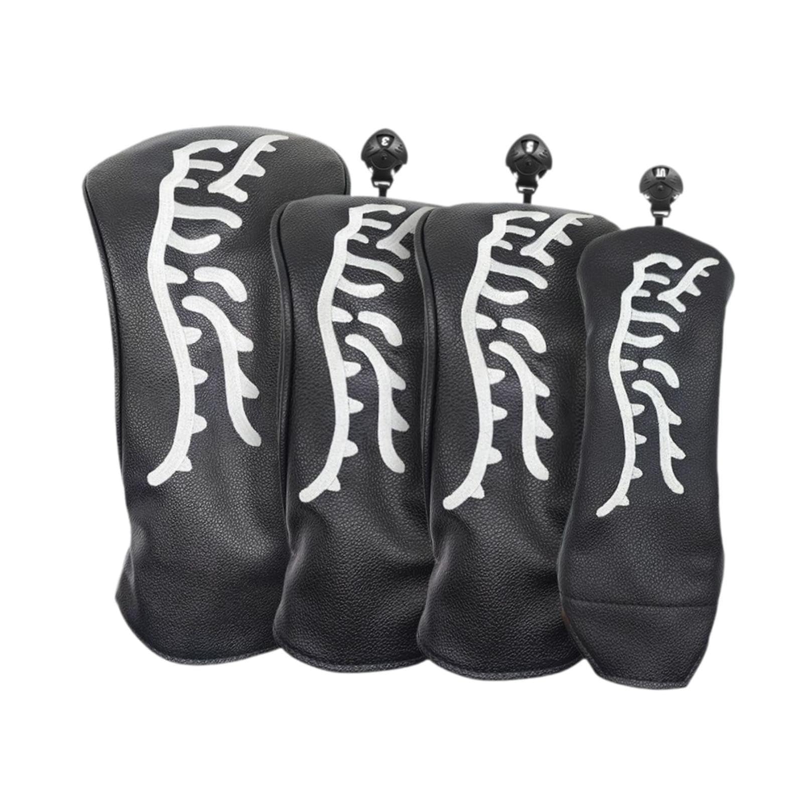 4 Stück Golf Club Head Cover Schlägerkopfhaube für Driver Holz UT Abriebfestes PU mit Schutzfunktion Und Stil für Golfclubs Geschenk Reisen