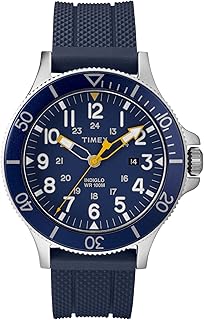 ساعة انالوج بعقارب وسوار مطاط للرجال من تايمكس - كحلي