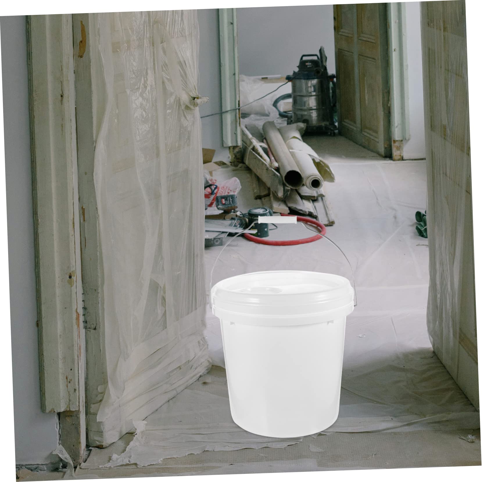 Didiseaon Cubo Ligero y Fácil de Transportar de 10 litros de Hdpe White con Tapa de Pintura para Almacenamiento y Uso en Pintura y Pigmentos