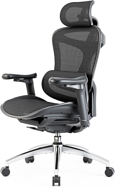 SIHOO Doro C300 ergonomiczne krzesło biurowe z ultramiękkimi podłokietnikami 3D, dynamiczne podparcie lędźwi, krzesło biurowe, regulowane oparcie, czarne