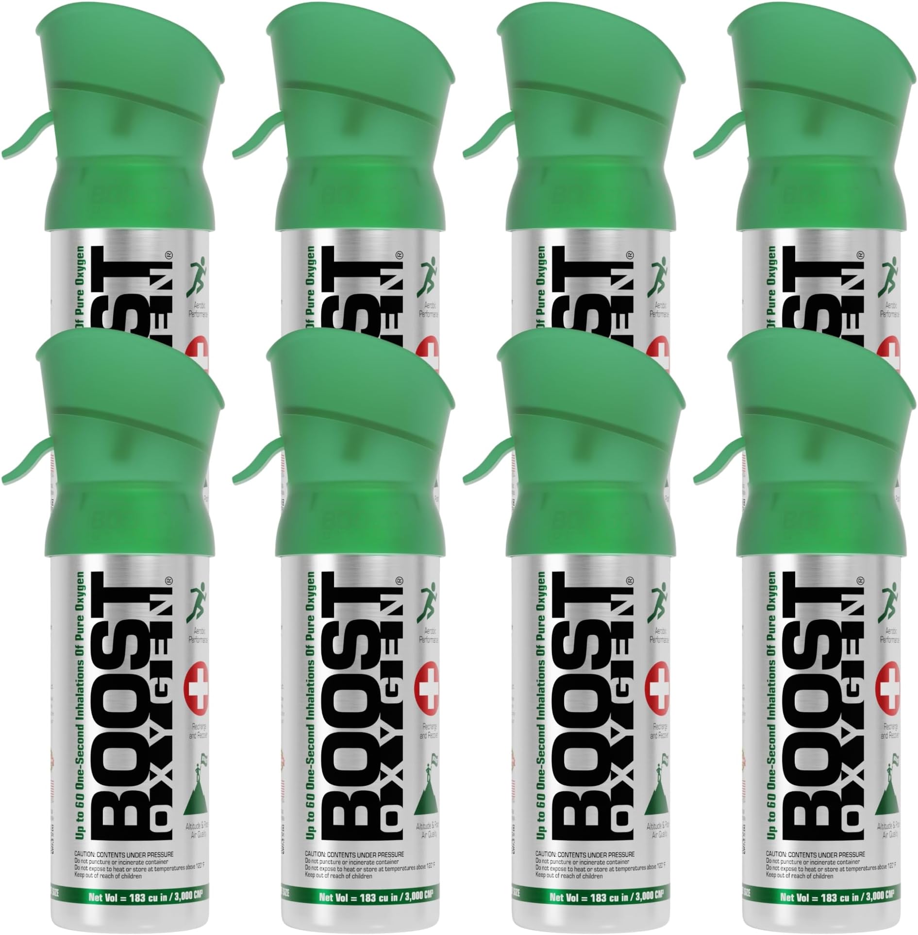 Boost Oxygen Pocket Size Natural 3L Canister | Respiratory Support for Aerobic Recovery, Altitude, Performance & Health (8 Pack)