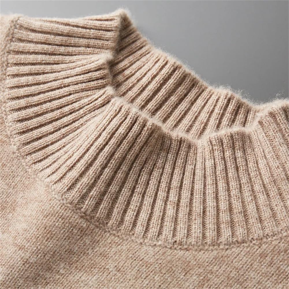 Maglione da uomo in 100% lana merino a collo alto lavorato a maglia tinta unita maglione a collo alto spesso pullover casual