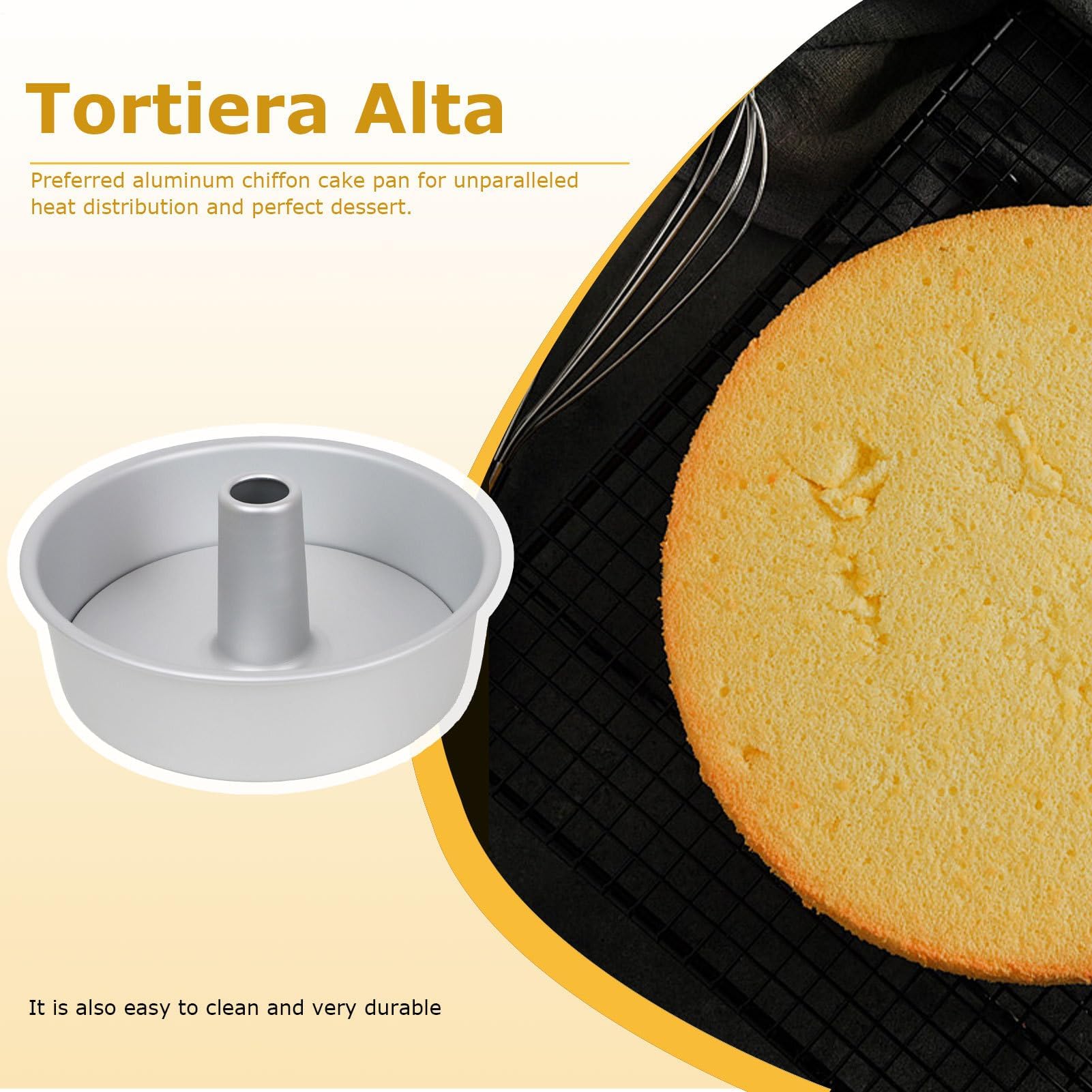 Szyfonowa forma do pieczenia ciasta – 16/20 cm foremka do ciast, forma do Savarin, Anioł Foods Maker | Nieprzywierające aluminiowe formy rurowe, równomierne rozprowadzanie ciepła, łatwe uwalnianie
