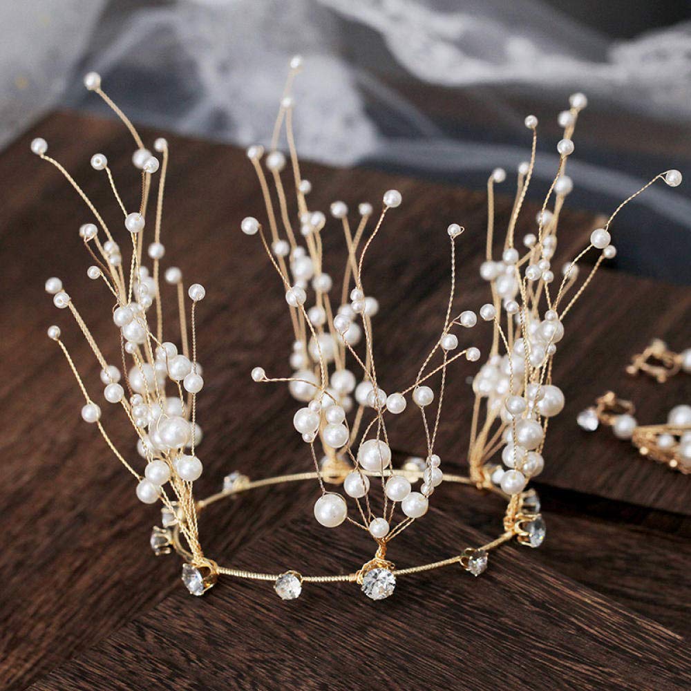 Tiara zestaw biżuterii ze stopu strasu, dla panny młodej, z perłami, prosta, modna, na wesele, wesele, ozdoba do włosów, opaska na czoło w stylu vintage, na imprezę, prezent