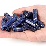 10 PCS Sodalite Healing Crystals Wands Polished Tumbled Stones Bulk Natural Hexagonal Pointed Reiki Energy Balancing Meditation Therapy Chakra Wand Set