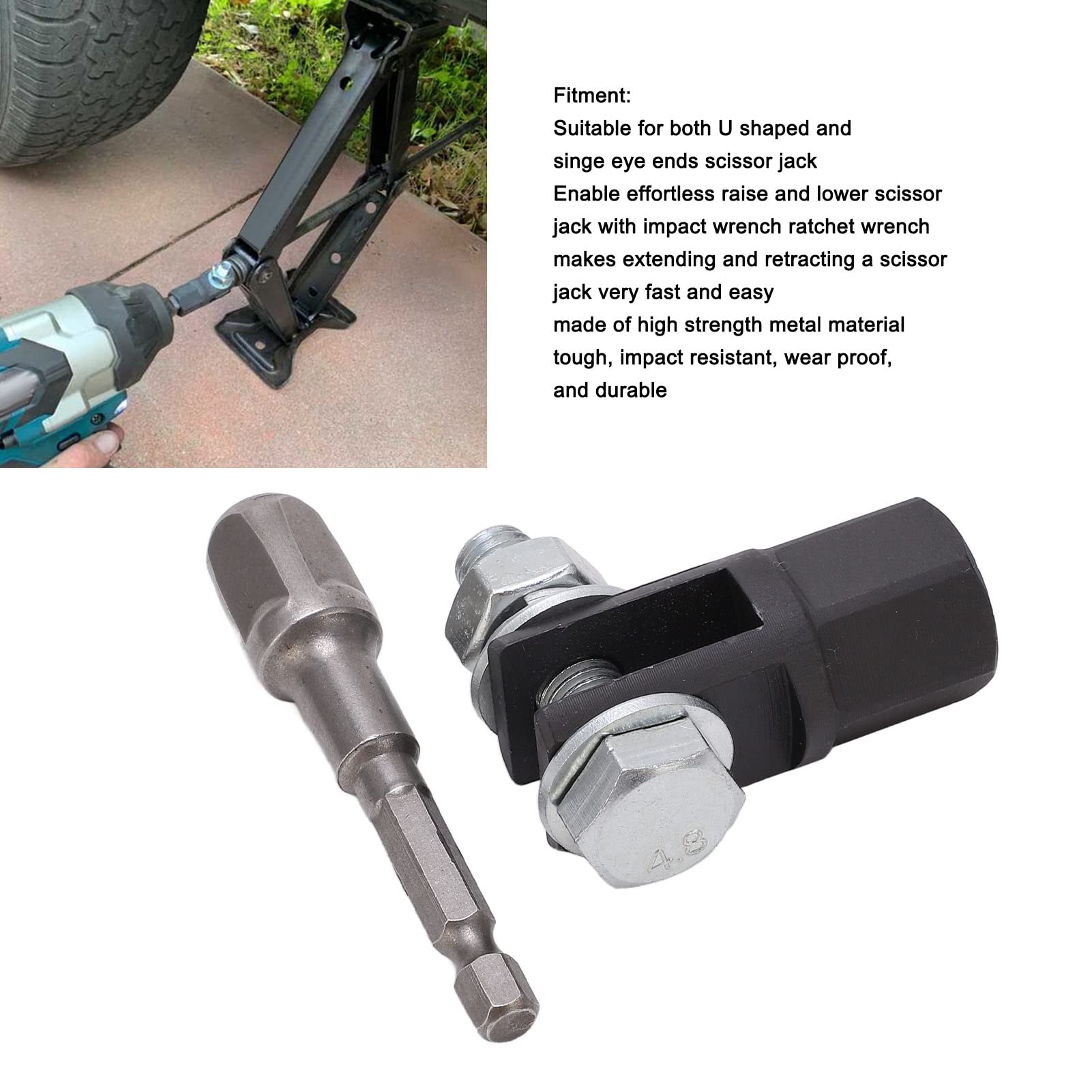1/2in Jack Adapter Nożycowy Metalowy Adapter Gniazda Wiertarki Udarowej do Końcówek w Kształcie Litery U Jack Podnośnik Nożycowy z Akcesorium Adapter Podnośnik Nożycowy Akcesorium