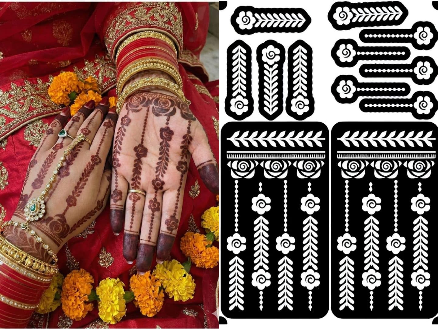 Rosh Fashion Mehndi Tattoo Stencil Mehndi Design for Hands Combo Pack,10 Pcs Hand Design 10 pcs Round Stencils for Women, Girls and Kids, Easy to Use in Just 4 Simple-image-37
