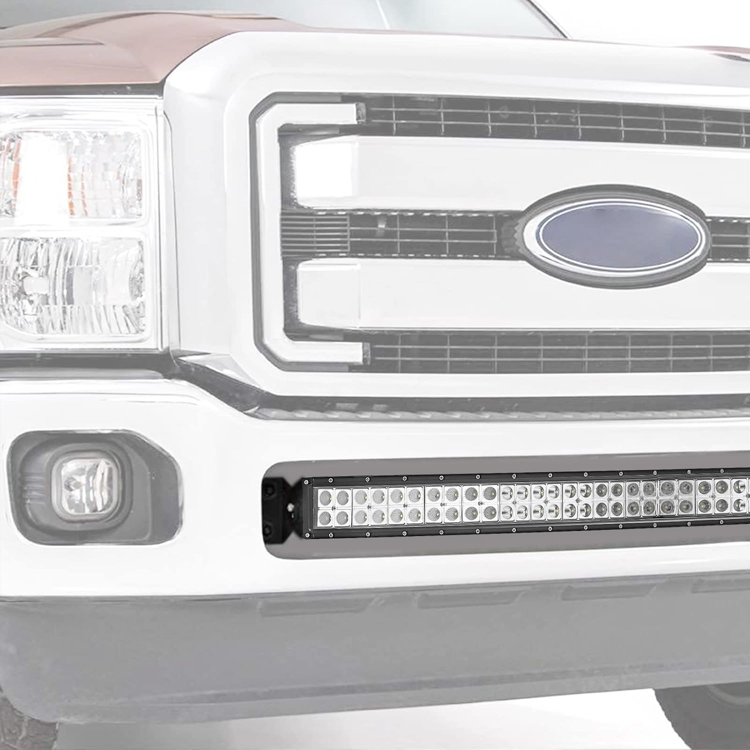 Dasen 42" 240W Curved LED Work Light Bar & Front Bumper Lower Grille Mount Brackets w/Rocker Switch Wiring Kit Compatible with Ford F250 2011-2016