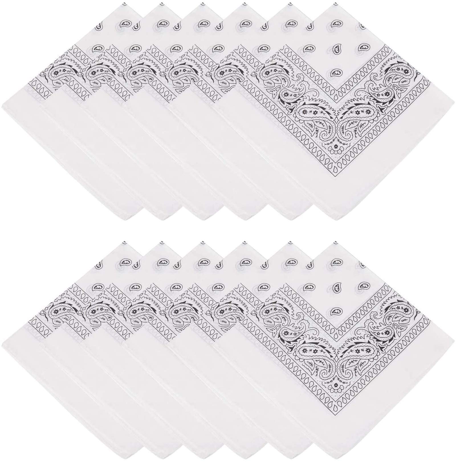 MissShorthair Novelty Cotton Bandana Paisley Headband - Large Cowboy Bandanas for Men & Women Gift Handkerchiefs